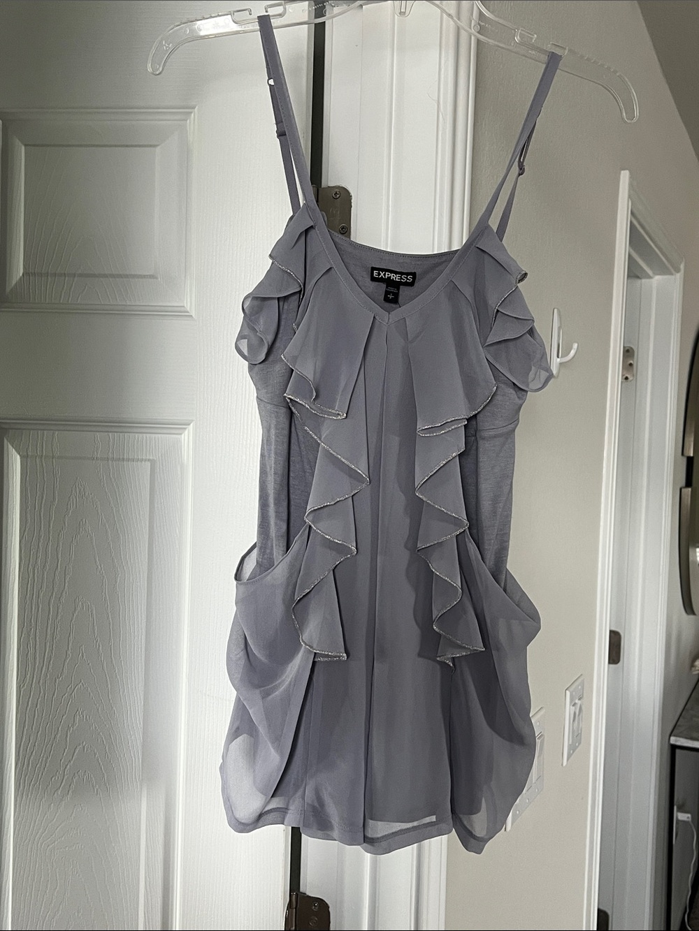 Express Gray Ruffle-Front Camisole- NWT